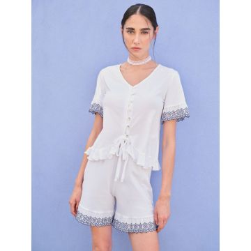 Sommer Pyjama Bianco weiß aus Baumwolle Jersey von Fiori di Chiara