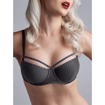 Seide Push Up BH Adriana goldsand mit cremeweißer Spitze von Millesia
