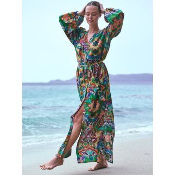 Buntes Strandkleid Athena aus einem feinen Batist mit Seidenanteil von Marjolaine