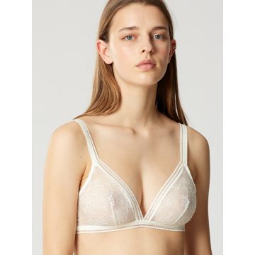 Seide Push Up BH Adriana goldsand mit cremeweißer Spitze von Millesia