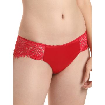 Black Swan Brazilian Slip aus Spitze und Satin in rot von Prelude Milano