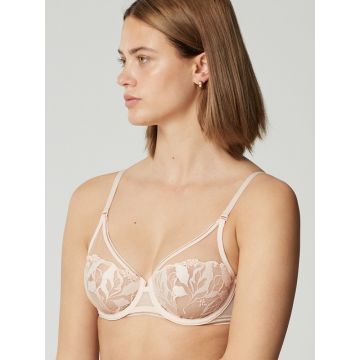 Seide Push Up BH Adriana goldsand mit cremeweißer Spitze von Millesia