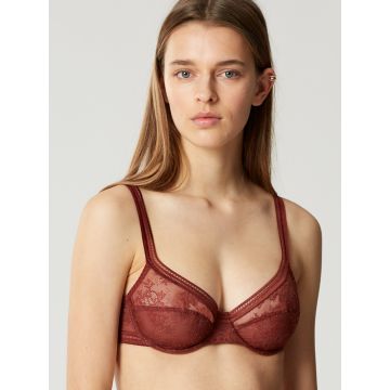 Seide Push Up BH Adriana goldsand mit cremeweißer Spitze von Millesia