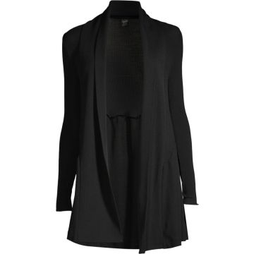 Lange Cardigan Strickjacke schwarz Merinowolle Seide von Oscalito