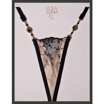 Charleston Micro String schwarz-haut beige von Lola Luna