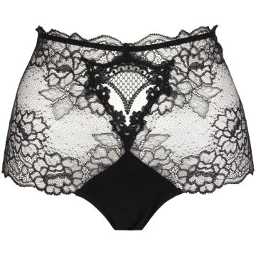 Verführerisches High-Waist Shorty aus Leavers-Spitze in schwarz von Lise Charmel 