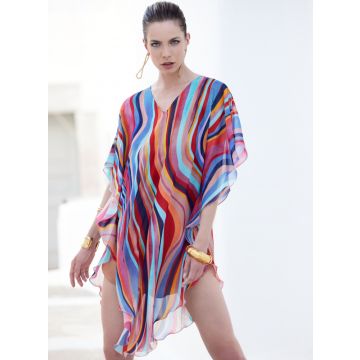 Chiffon Kaftan Multicolor Waves bunt von Luna di Seta