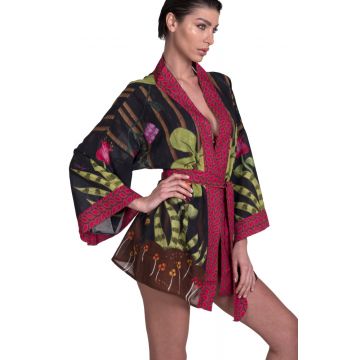 Strand Kimono kurz Jungle Attitude schwarz von Pin-Up Stars