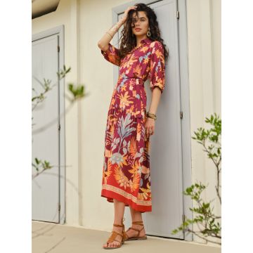 Sommerkleid Palma in weinrot-bunt von Fiori di Chiara