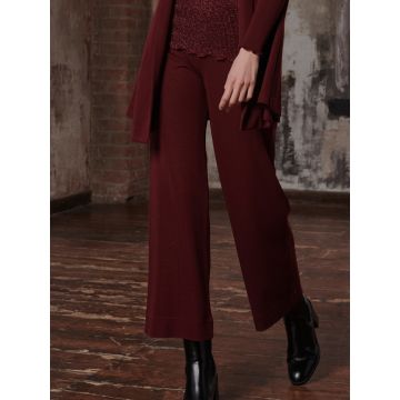 Loungewear Hose bordeaux rot aus Wolle Seide von Oscalito - Cardigan und Top nicht im Lieferumfang enthalten