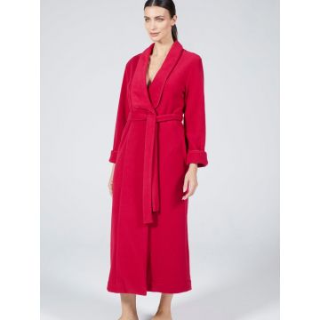 Viscose-Fleece Morgenmantel Lampone lang himbeere rot von Verdiani