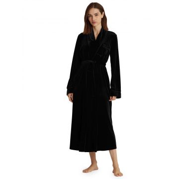 Morgenmantel Velvet Robe Samt schwarz Lauren by Ralph Lauren Sleepwear für Damen
