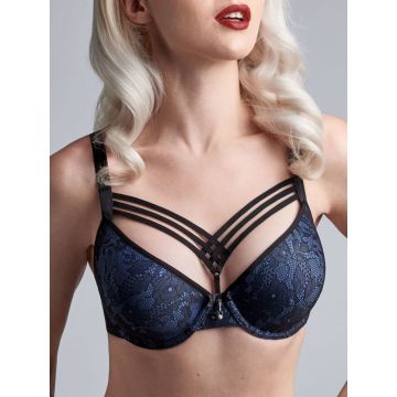 Seide Push Up BH Adriana goldsand mit cremeweißer Spitze von Millesia