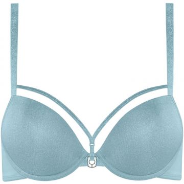 Seide Push Up BH Adriana goldsand mit cremeweißer Spitze von Millesia