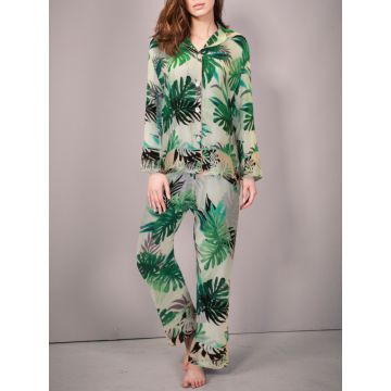 Seidenpyjama Farn in weiß grün von Eva B. Bitzer