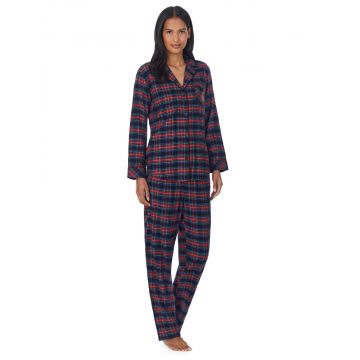 Pyjama Baumwolle Viscose Flanell schwarz kariert Lauren by Ralph Lauren Sleepwear für Damen