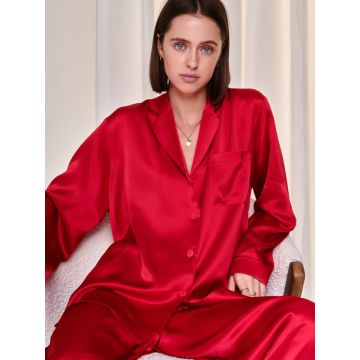 Pyjama Klassik Seide Satin rot Eva B. Bitzer