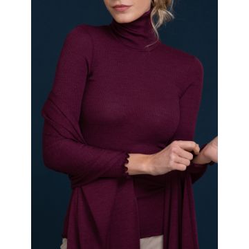 Merinowolle-Seide Rollkragen-Shirt gerippt von Artimaglia bordeaux