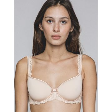 Seide Push Up BH Adriana goldsand mit cremeweißer Spitze von Millesia