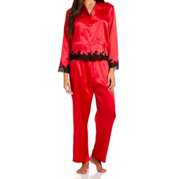 Seide-Schlafanzug Sakhali rot-schwarz von Gattina
