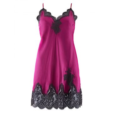 100% Seide Baby Doll Soie d´Amour fuchsia-schwarz von Aubade