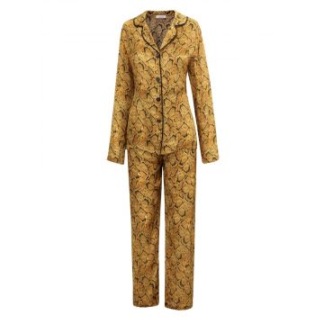 100% Seide Pyjama Serpente cognac mit Schlangen Print von Eva B. Bitzer
