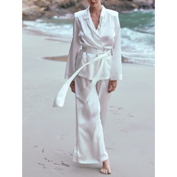 Seidenpyjama Artemis von Marjolaine in naturweiss