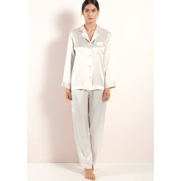 Damen Seidenpyjama elfenbein weiß Classico von Luna di Seta