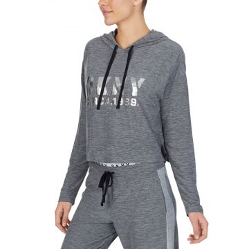Kurz Hoodie The Warm Up grau meliert von DKNY Sleepwear - Hose nicht im Lieferumfang enthalten
