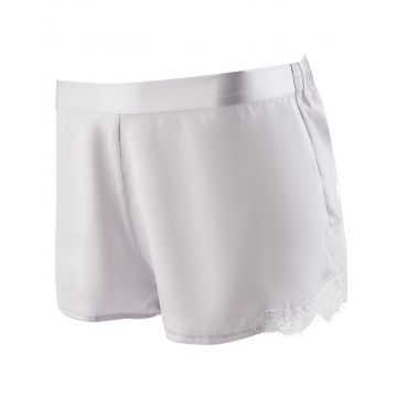 100% Seide Shorts Soie d´Amour silber mit weißer Spitze von Aubade