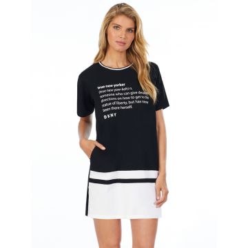 Viscose Sleepshirt Leaving our Mark Schwarz mit Schrift von DKNY Sleepwear