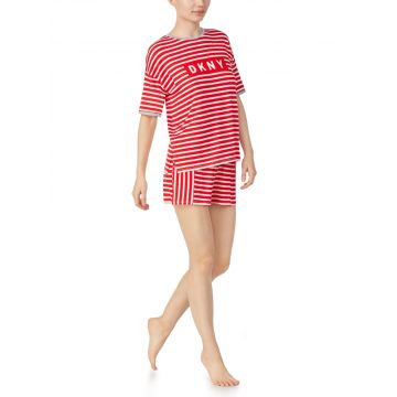 Viscose Sommerpyjama New York Energy rot gestreift von DKNY Sleepwear