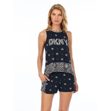 DKNY Sleepwear Sommer Pyjama Vintage Fresh schwarz weiß
