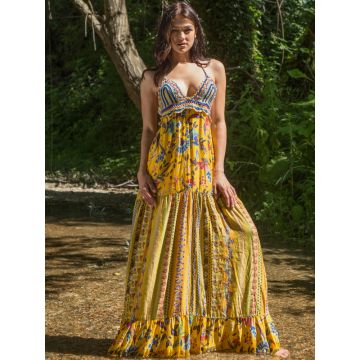 Sommerkleid mit Seide Adelia in gelb von Laetitia Beachwear