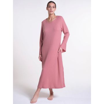 Viscose-Rippjersey Hauskleid Lounge lang altrosa von Verdiani