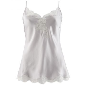 100% Seide Top Soie d´Amour silber mit weißer Spitze von Aubade