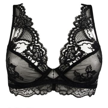 Triangel-Bügel BH aus transparenter Spitze in schwarz von Lise Charmel