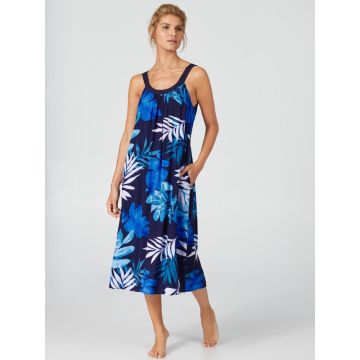 Viscose Kleid Escape blau lang von Donna Karan Sleepwear