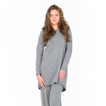 Wolle Longshirt Cosy Label Dress in mittelgrau von Bee Dees