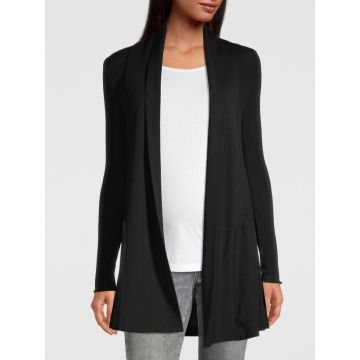 Lange Cardigan Strickjacke schwarz Merinowolle Seide von Oscalito - Shirt und Hose nicht im Lieferumfang enthalten