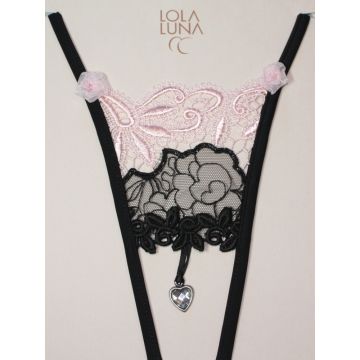 Schwarz-rosa Micro-String Zambie Open von Lola Luna