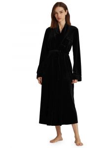 Morgenmantel Velvet Robe Samt schwarz Lauren by Ralph Lauren Sleepwear für Damen