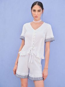 Sommer Pyjama Bianco weiß aus Baumwolle Jersey von Fiori di Chiara