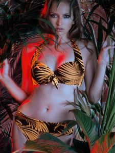 Neckholder Bikini Tokai Tokyo schwarz-gold orange von Nicole Olivier