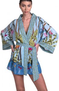 Strand Kimono kurz Jungle Attitude blau von Pin-Up Stars