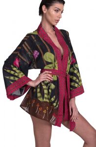 Strand Kimono kurz Jungle Attitude schwarz von Pin-Up Stars