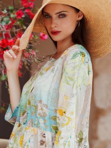 Leichtes Sommer Kleid aus Baumwolle Panarea in limette türkis von Eva B. Bitzer