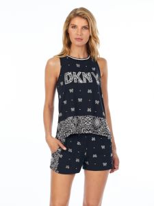 DKNY Sleepwear Sommer Pyjama Vintage Fresh schwarz weiß